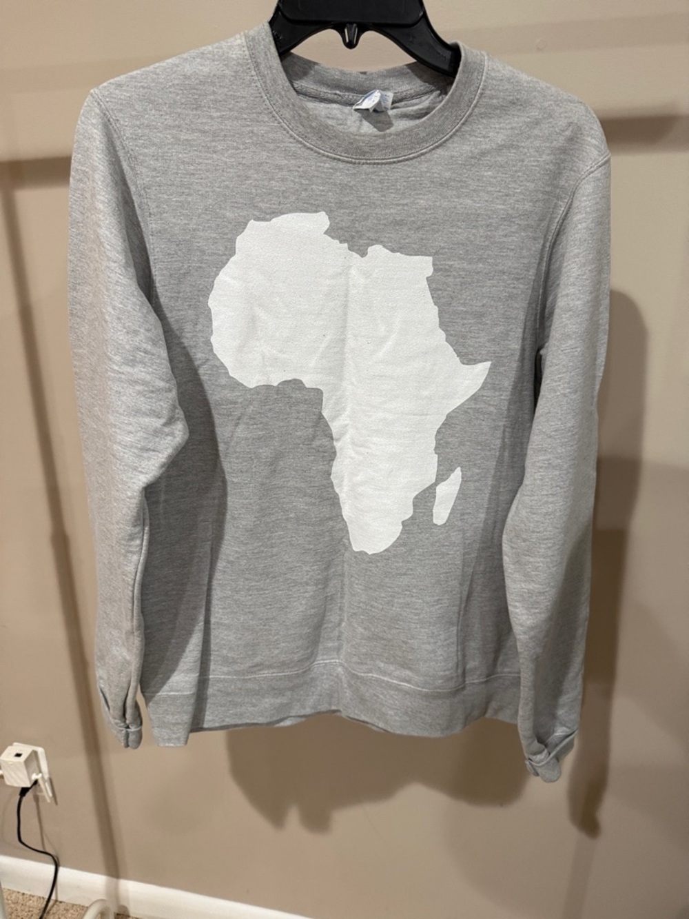 Port and Company Gray Sweatshirt with White Africa Map Graphic